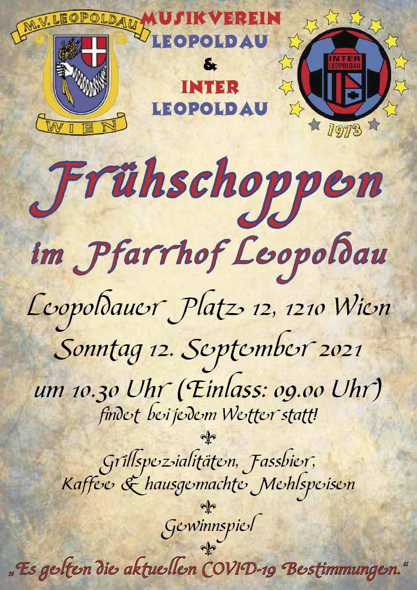 Plakat zum Frühschoppen von Musikverein Leopoldau und Inter Leopoldau