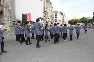 Marschieren am Rathausplatz, das ist auch für den Musikverein Leopoldau eine Besonderheit.