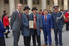 Bürgermeister Michael Ludwig, WBV-Präsident Michael Foltinowsky und Landeskapellmeister Herbert Klinger gratulierten dem MV Leopoldau.