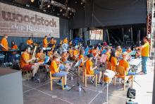 Die Orange-Corporation beim Woodstock der Blasmusik